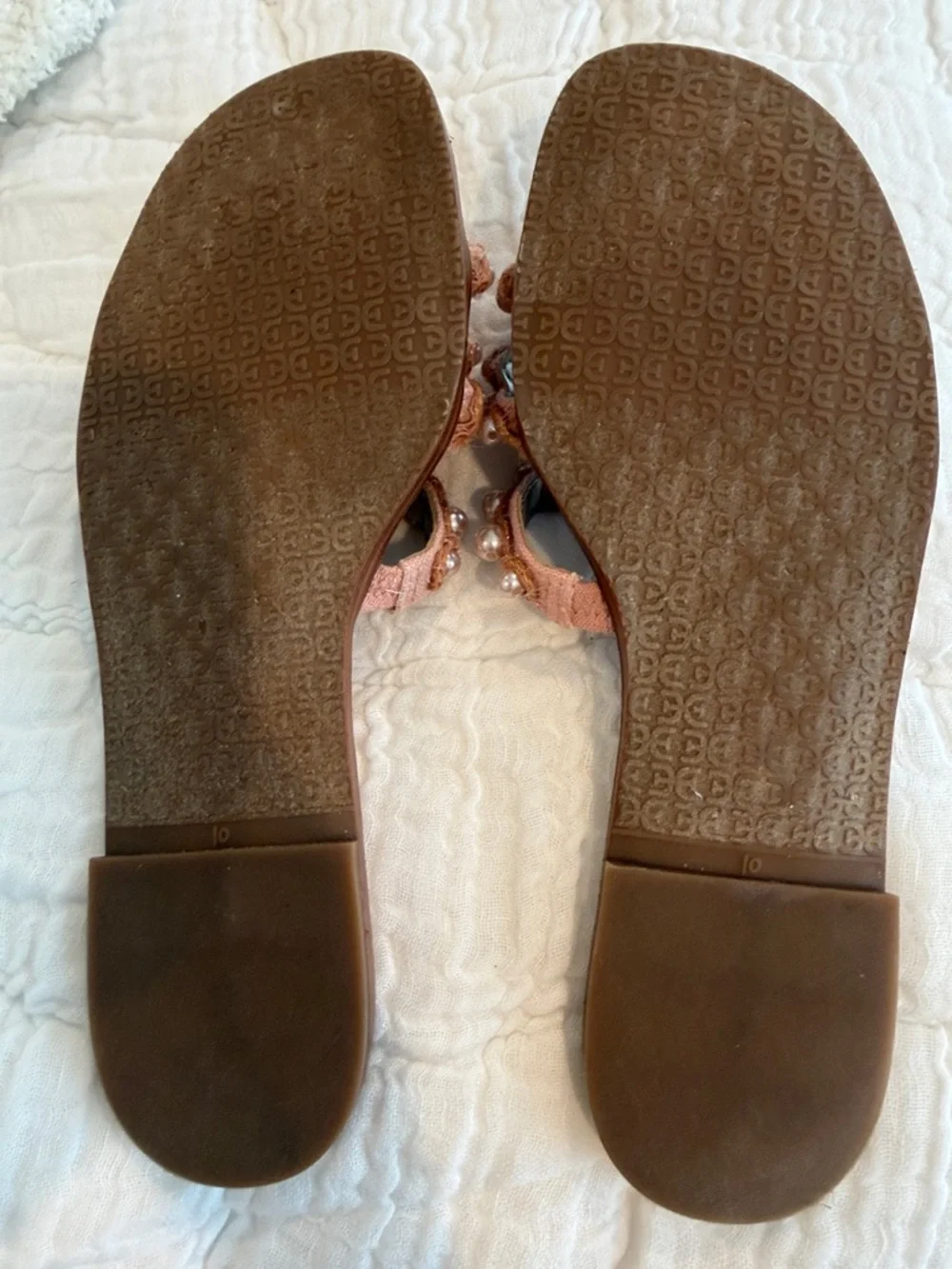 Sam Edelman Brown Pearl-Embellished Braided Slide Sandals - Picture 4 of 4